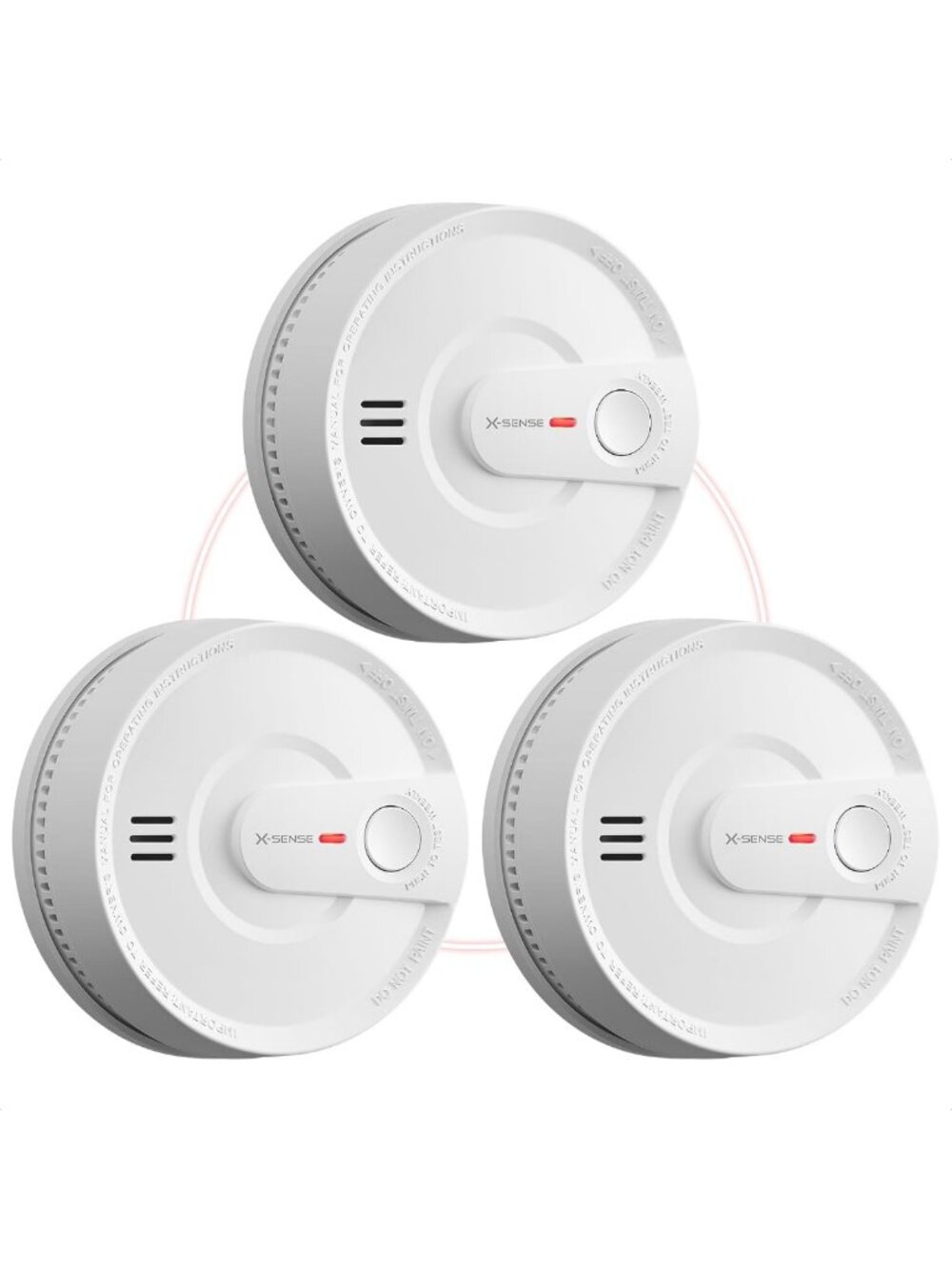 X-Sense Interconnected Smoke Detector, 10-Year Battery, SD20-W, 3-Pack